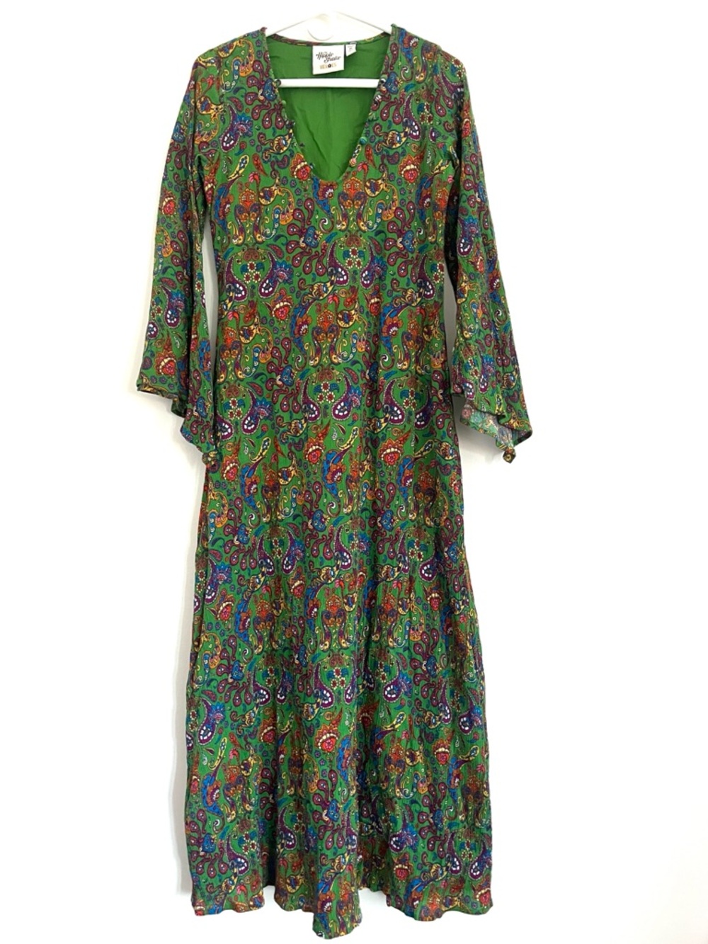 The Hippie Shake Heroes Lady of the Canyon Green Paisley Dress UK 10/US 6